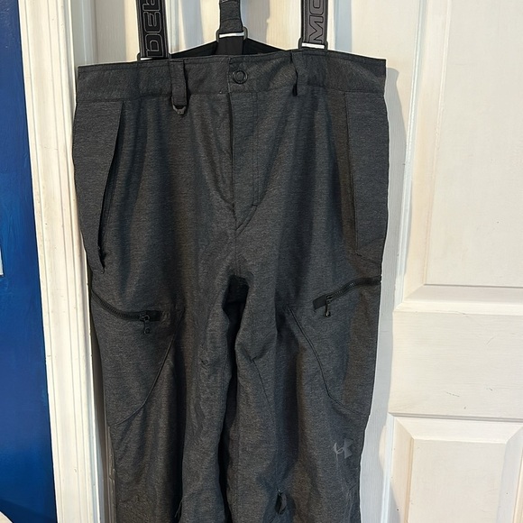 Men’s Under Armour Gray Nylon & Polyester Ski Pants with Suspenders Size Large - Picture 3 of 11